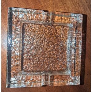 Scandinavian Glass Mid Century Icicle Heavy Ashtray
